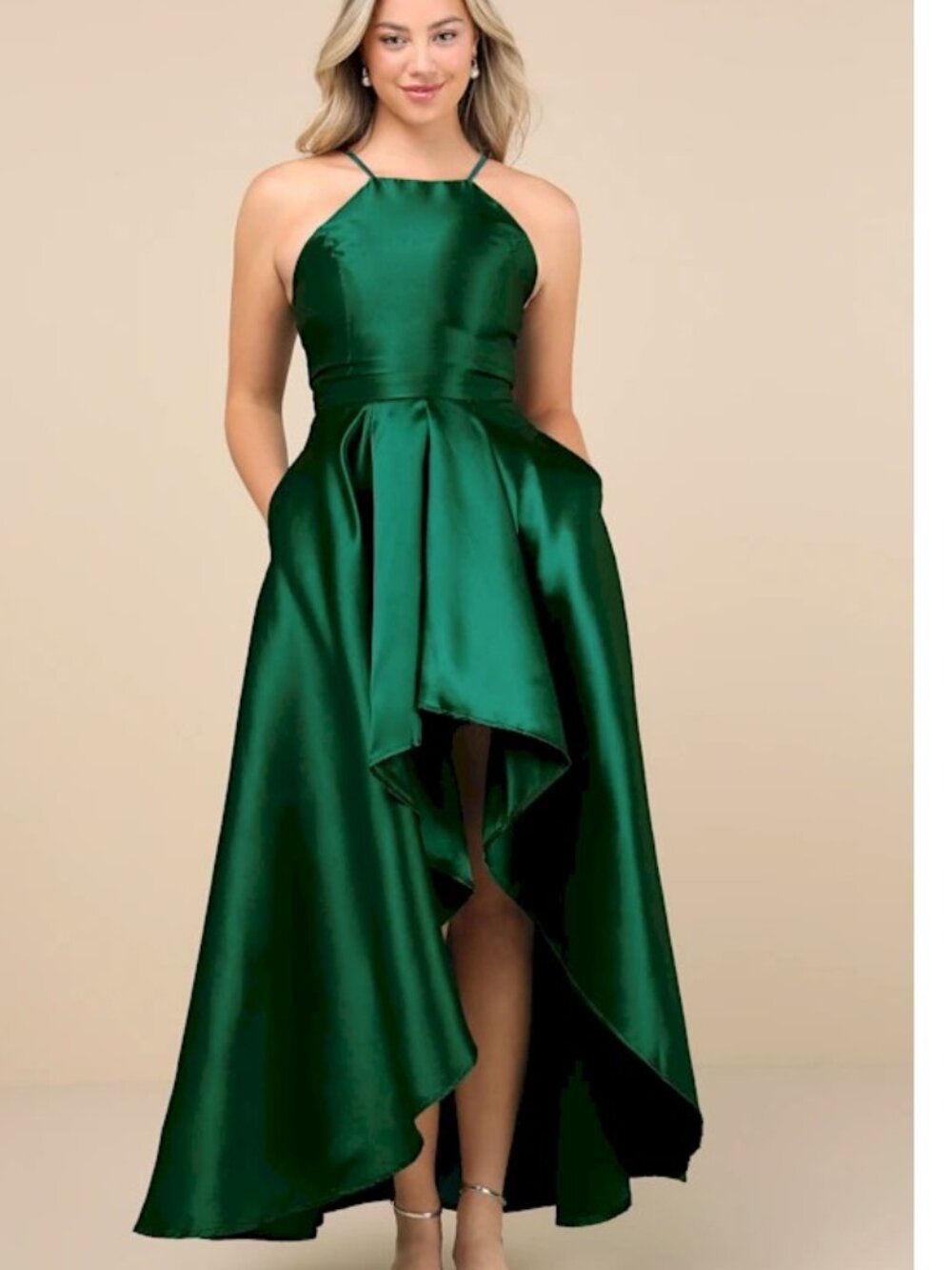 Lulus Broadway Show Emerald Green High-Low Gown Size XL New NWT